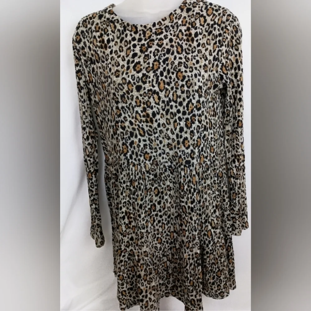 ZARA Mobwife Cheetah Leopard Print Long Sleeve Fall Autumn Winter Dress (#221)‎